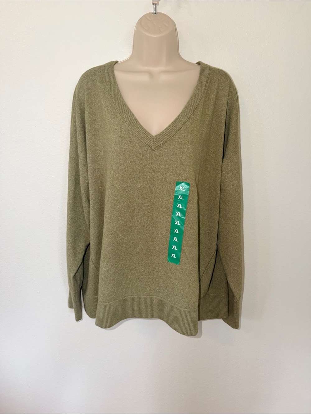 Lucky Brand Olive Green V-Neck Sweater